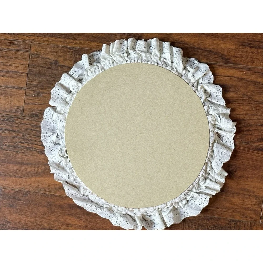 Vtg Blue Bird Fabric Wall Hanging Lace Ruffle Embroidery Hoop Cottagecore
